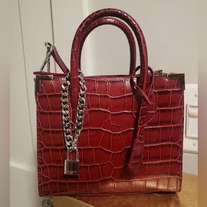 THE KOOPLES CROC EMBOSSED HAD BAG WITH CROSSBODY STRAP